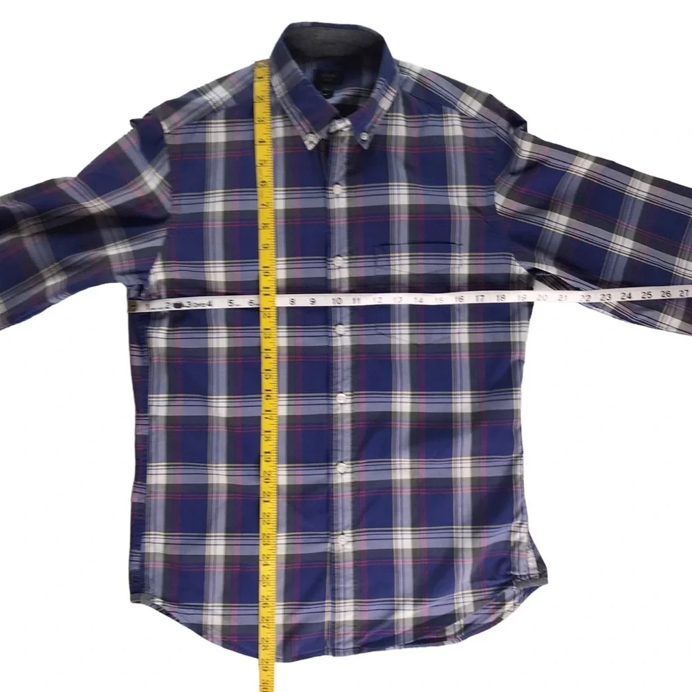 J. CREW Preppy Tartan Plaid Cotton Shirt S Button Down Collar Long Sleeves Men’s